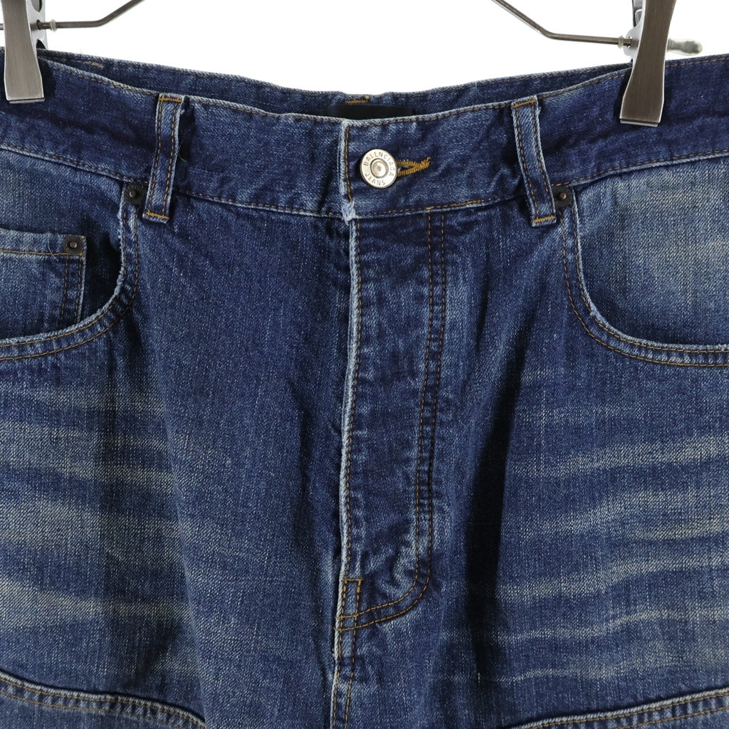 BALENCIAGA(バレンシアガ) George V BAGGY PANTS 814161 TRW62 総柄ドローコード バギーデニムワイドパンツ インディゴ