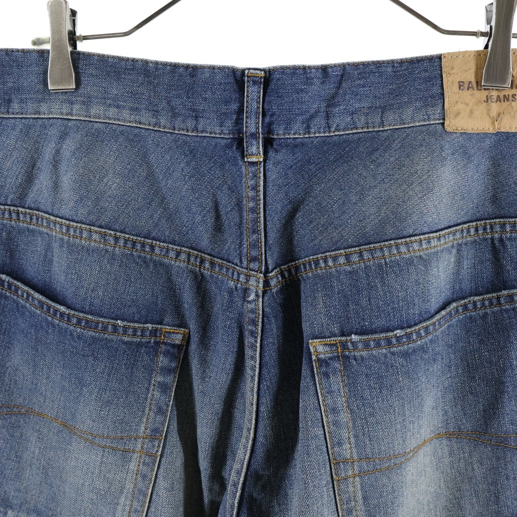 BALENCIAGA(バレンシアガ) George V BAGGY PANTS 814161 TRW62 総柄ドローコード バギーデニムワイドパンツ インディゴ