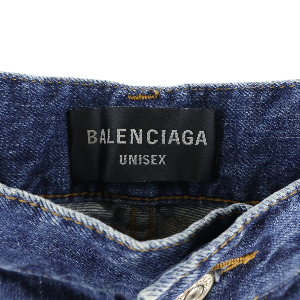 BALENCIAGA(バレンシアガ) George V BAGGY PANTS 814161 TRW62 総柄ドローコード バギーデニムワイドパンツ インディゴ