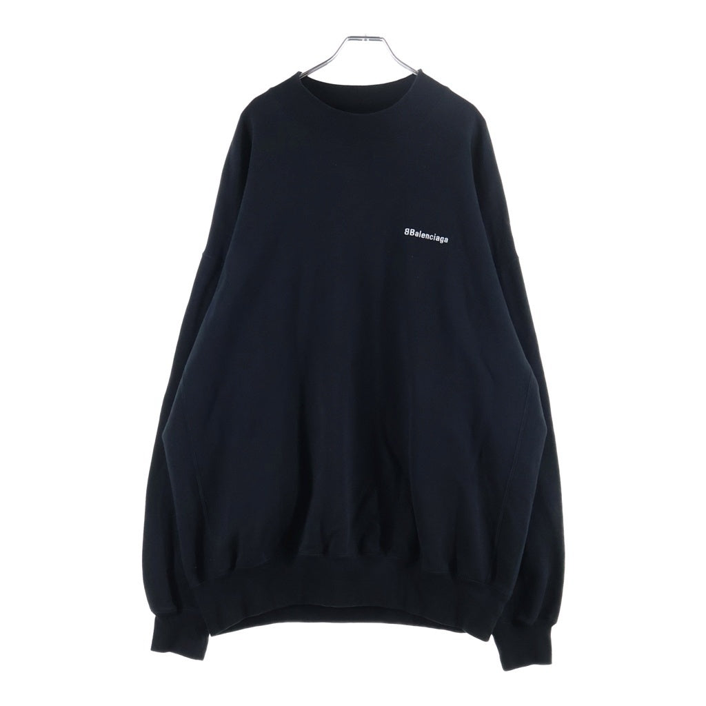 BALENCIAGA(バレンシアガ) BBロゴ刺繍 クルーネック 長袖スウェット トレーナー ブラック 652981 TJV85