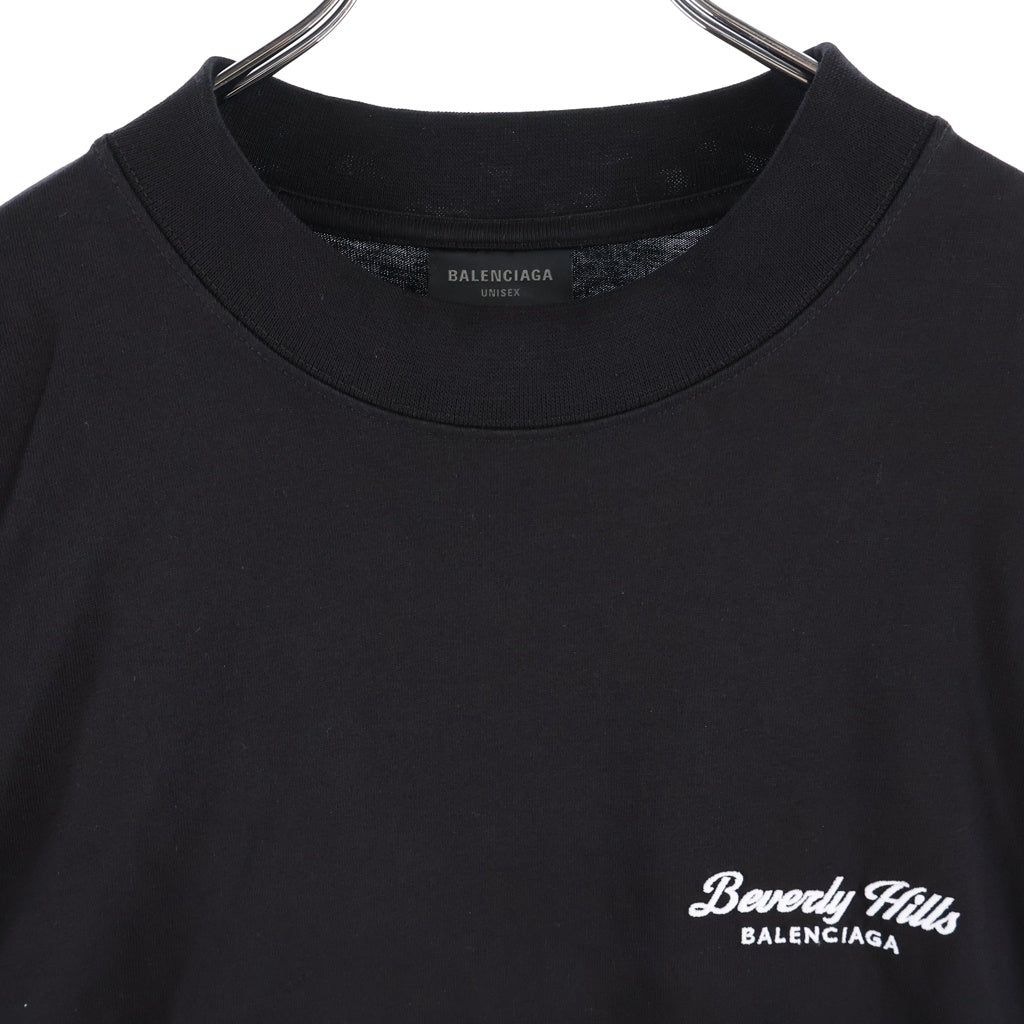 BALENCIAGA(バレンシアガ) 24AW Beverly Hills Medium Fit T-shirt オーバーサイズ 半袖 Tシャツ クルーネック ブラック 764235 TQVS6