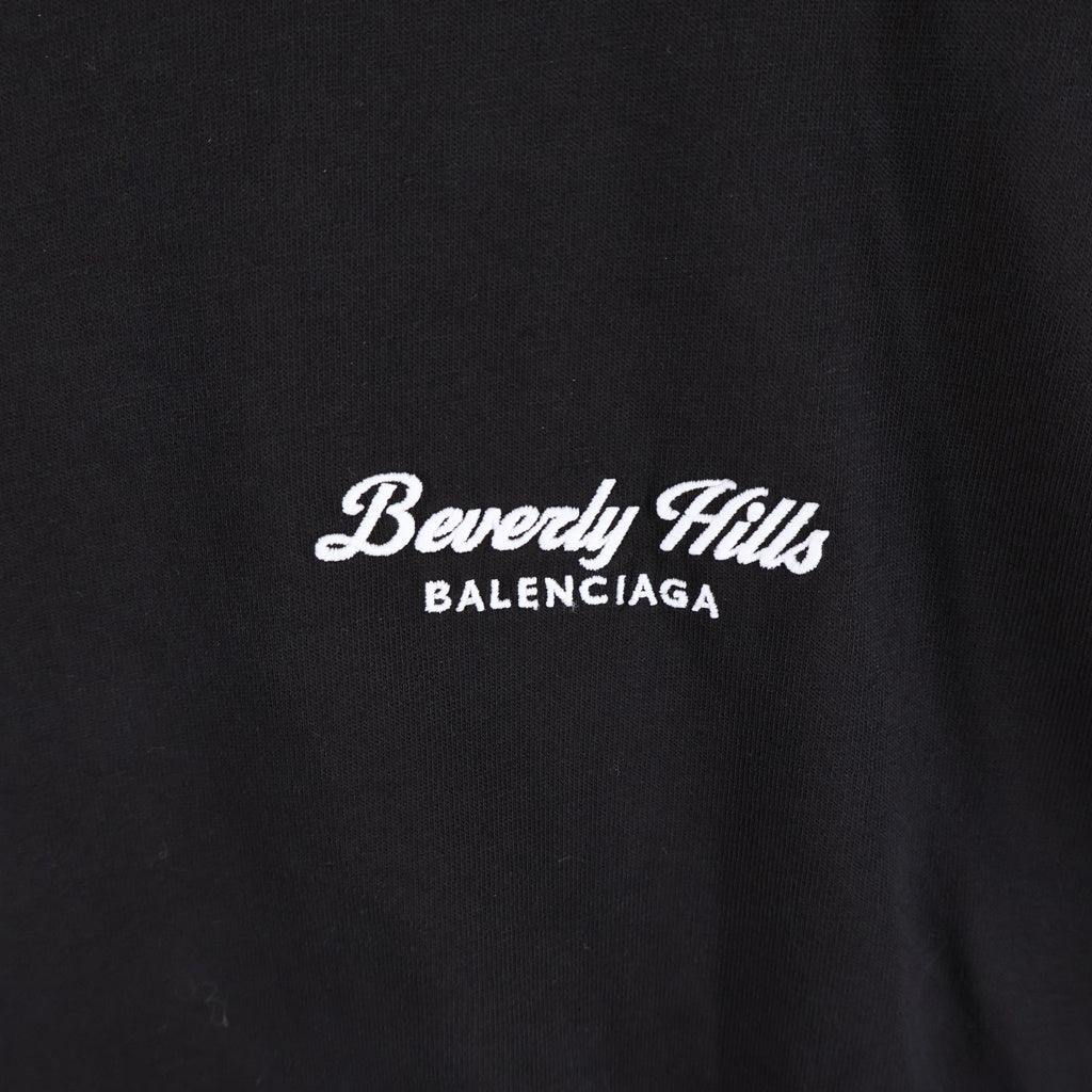 BALENCIAGA(バレンシアガ) 24AW Beverly Hills Medium Fit T-shirt オーバーサイズ 半袖 Tシャツ クルーネック ブラック 764235 TQVS6
