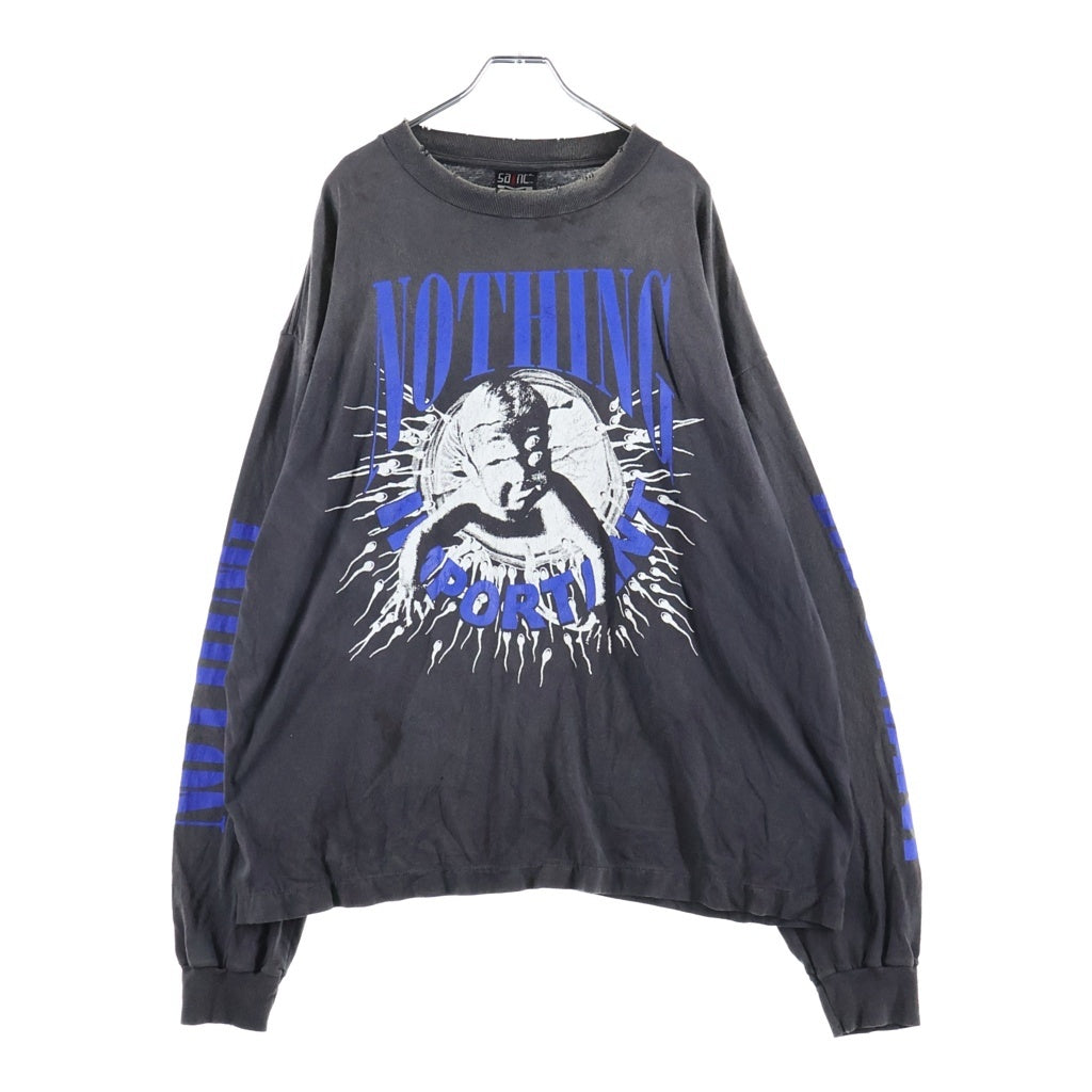 SAINT MICHAEL(セントマイケル) 24AW KK_LS TEE NOTHING IMP 長袖 クルーネック カットソー ブラック SM-YS1-0000-C35
