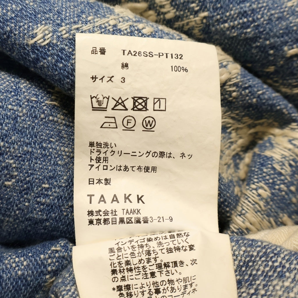 TAAKK(ターク) 26SS TYPE 2 WIDE DENIM ジャガード織 ワイドデニム パンツ インディゴ TA26SS-PT132