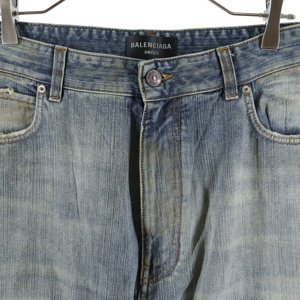 BALENCIAGA(バレンシアガ) 24AW Y2K Stretched Knee Baggy Jeans トライバルプリント ワイドデニムパンツ インディゴ 809360 TRW77