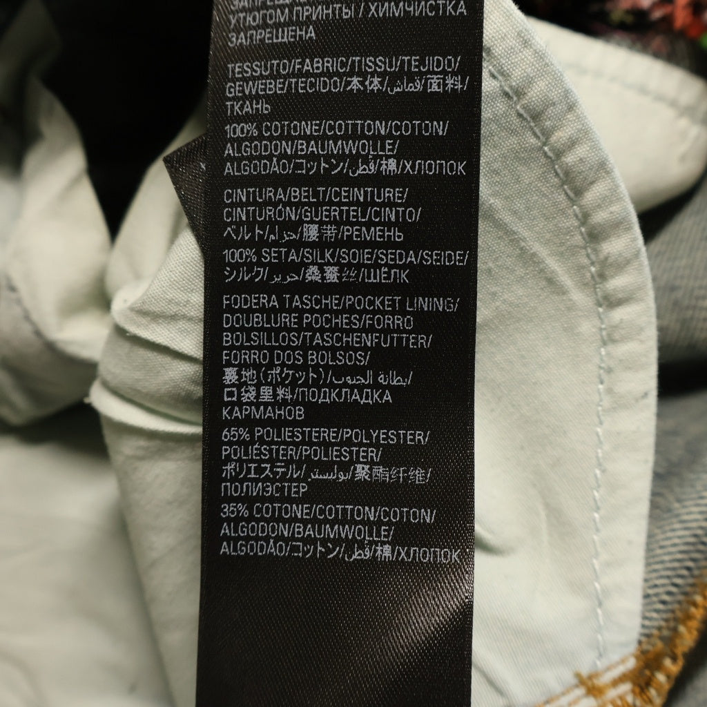 BALENCIAGA(バレンシアガ) 24AW Y2K Stretched Knee Baggy Jeans トライバルプリント ワイドデニムパンツ インディゴ 809360 TRW77