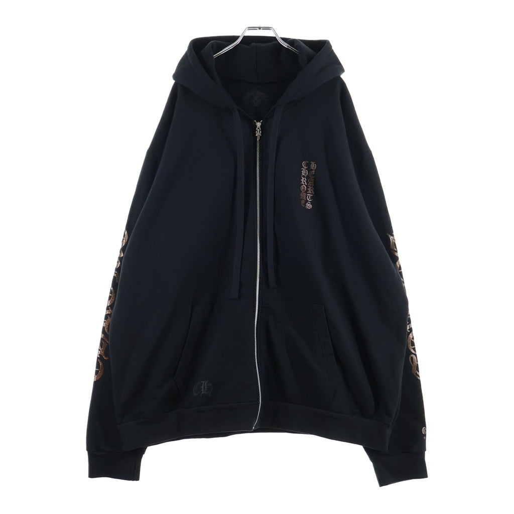 CHROME HEARTS(クロムハーツ) Vertical Logo Zip Up Hoodie ヴァーティカルロゴ ジップアップパーカー フーディ ブラック