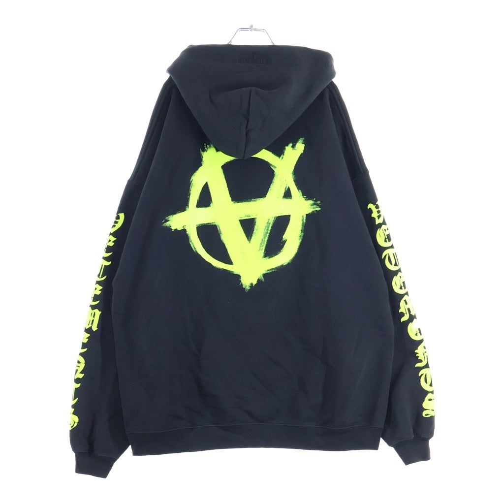 VETEMENTS(ヴェトモン) 22AW Double Anarchy Hoodie ダブルアナーキー フーディ プルオーバースウェットパーカー ブラック UA53HD340N
