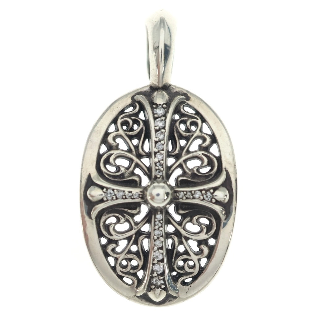 CHROME HEARTS(クロムハーツ) CLSC OVAL P/D クラシックオーバル PAVEダイヤ ペンダントトップ シルバー