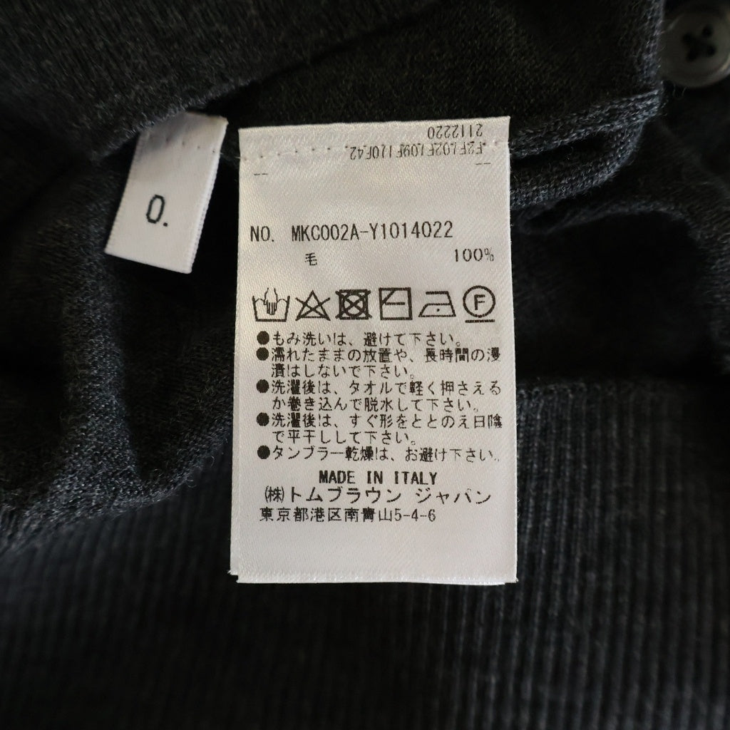 THOM BROWNE(トムブラウン) メリノウール 4-BAR クラシック Vネックニット カーディガン チャコールグレー MKC002A-Y1014022