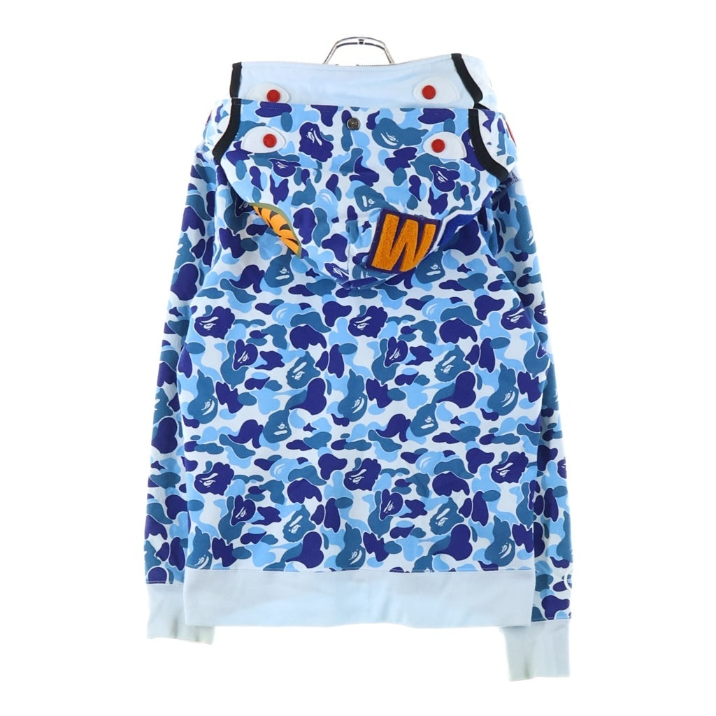 A BATHING APE(アベイシングエイプ) AMO DUBLE SHARK HOODIE アモ シャーク ジップアップ パーカー ブルー レディース