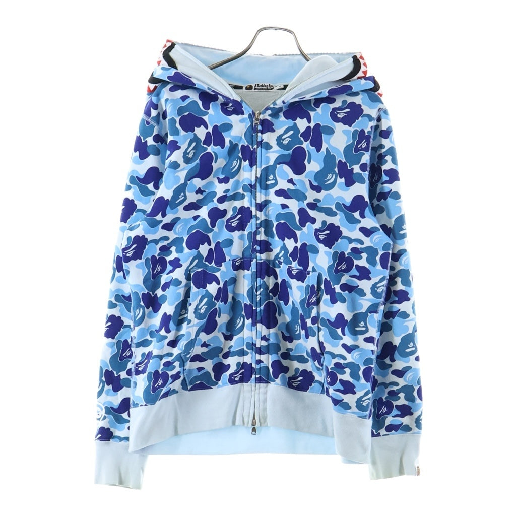 A BATHING APE(アベイシングエイプ) AMO DUBLE SHARK HOODIE アモ シャーク ジップアップ パーカー ブルー レディース