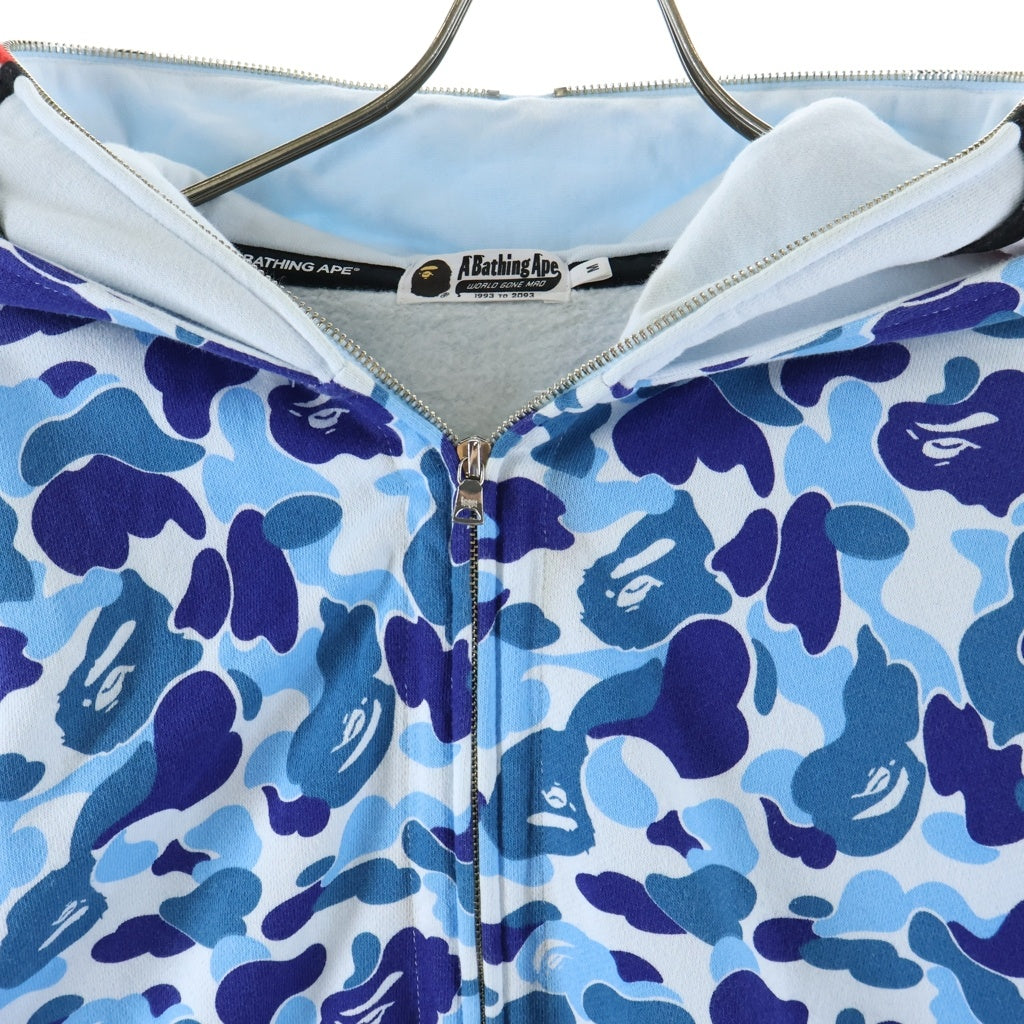 A BATHING APE(アベイシングエイプ) AMO DUBLE SHARK HOODIE アモ シャーク ジップアップ パーカー ブルー レディース