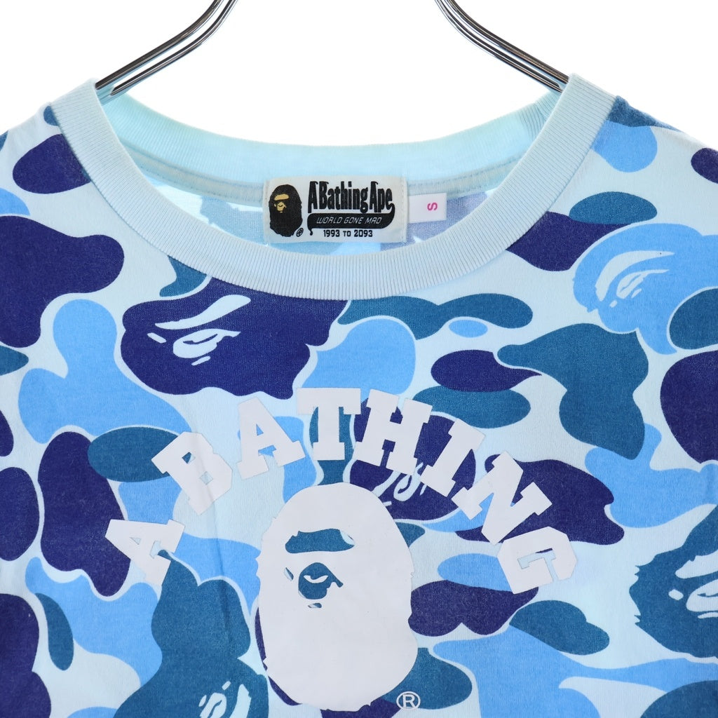 A BATHING APE(アベイシングエイプ) ABC Camo Baby カモ柄 クルーネック 半袖Tシャツ ブルー 001CSK802004L レディース