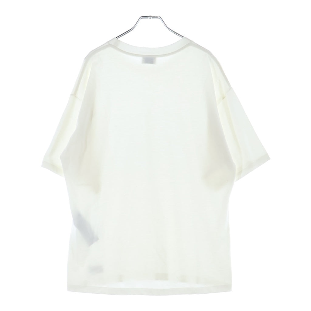 SAINT LAURENT PARIS(サンローランパリ) 裾ロゴ スクエアパッチ 無地 半袖 クルーネック Tシャツ ホワイト 798933 Y37RY