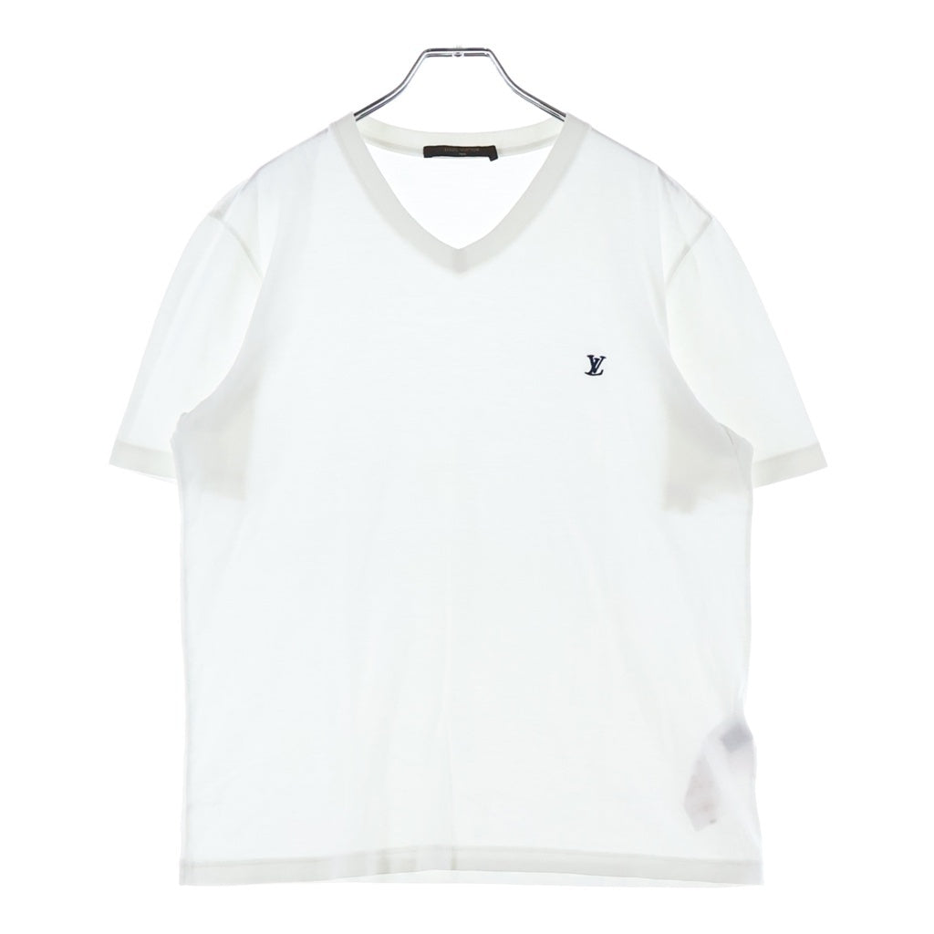 LOUIS VUITTON(ルイヴィトン) 胸ロゴ刺繍 Vネック 半袖 Tシャツ カットソー ホワイト RM142Q H6Y42WJCB