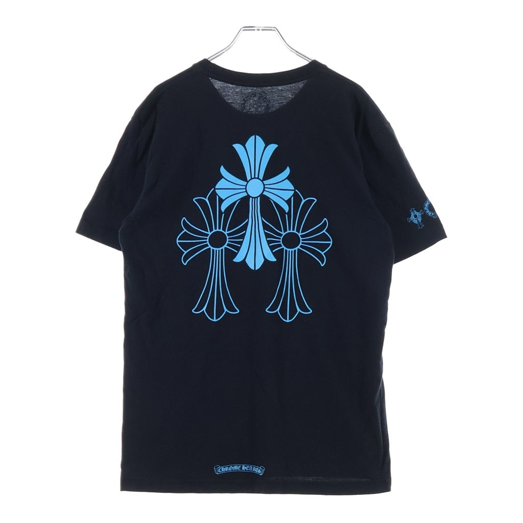 CHROME HEARTS(クロムハーツ) 3 CEMETERY CROSS 3セメタリークロスプリント クルーネック半袖Tシャツカットソー ブラック/ブルー