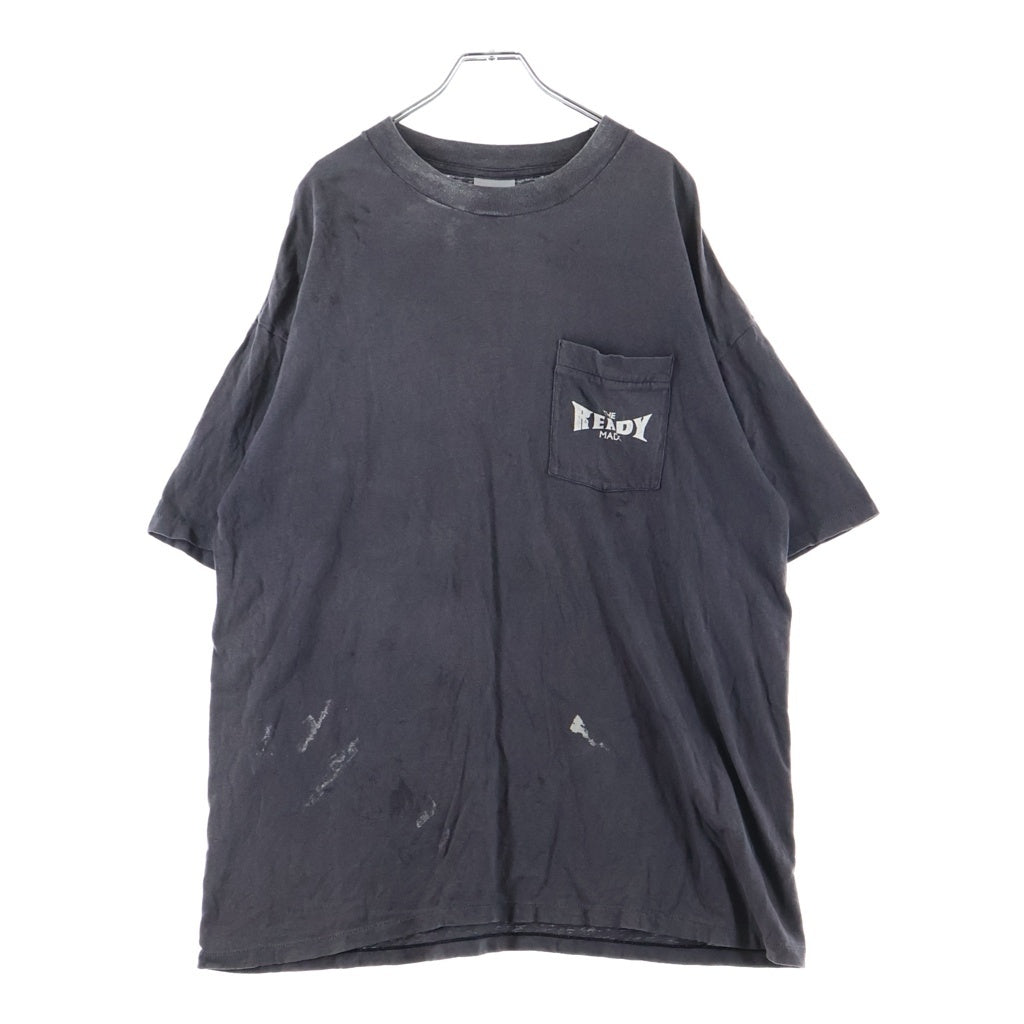 READY MADE(レディメイド) 24SS Pocket Print Short Sleeve Tee フロントポケットロゴプリント クルーネック 半袖Tシャツ チャコールグレー RE-CO-BK-00-00-278