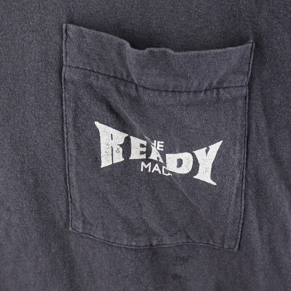 READY MADE(レディメイド) 24SS Pocket Print Short Sleeve Tee フロントポケットロゴプリント クルーネック 半袖Tシャツ チャコールグレー RE-CO-BK-00-00-278