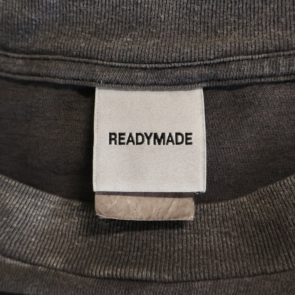 READY MADE(レディメイド) 24SS Pocket Print Short Sleeve Tee フロントポケットロゴプリント クルーネック 半袖Tシャツ チャコールグレー RE-CO-BK-00-00-278