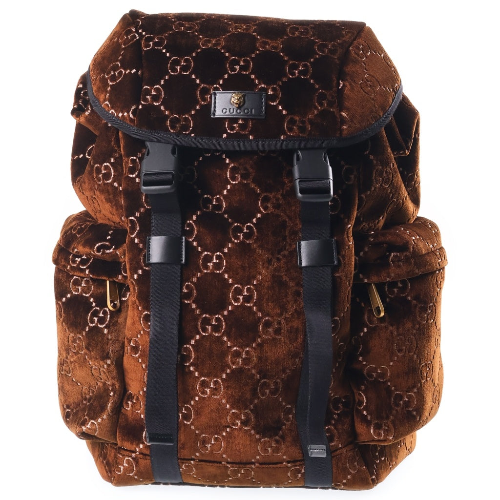 GUCCI(グッチ) GG Velvet Medium Backpack GGベルベット ミディアム バックパック リュックサック ブラウン 574923