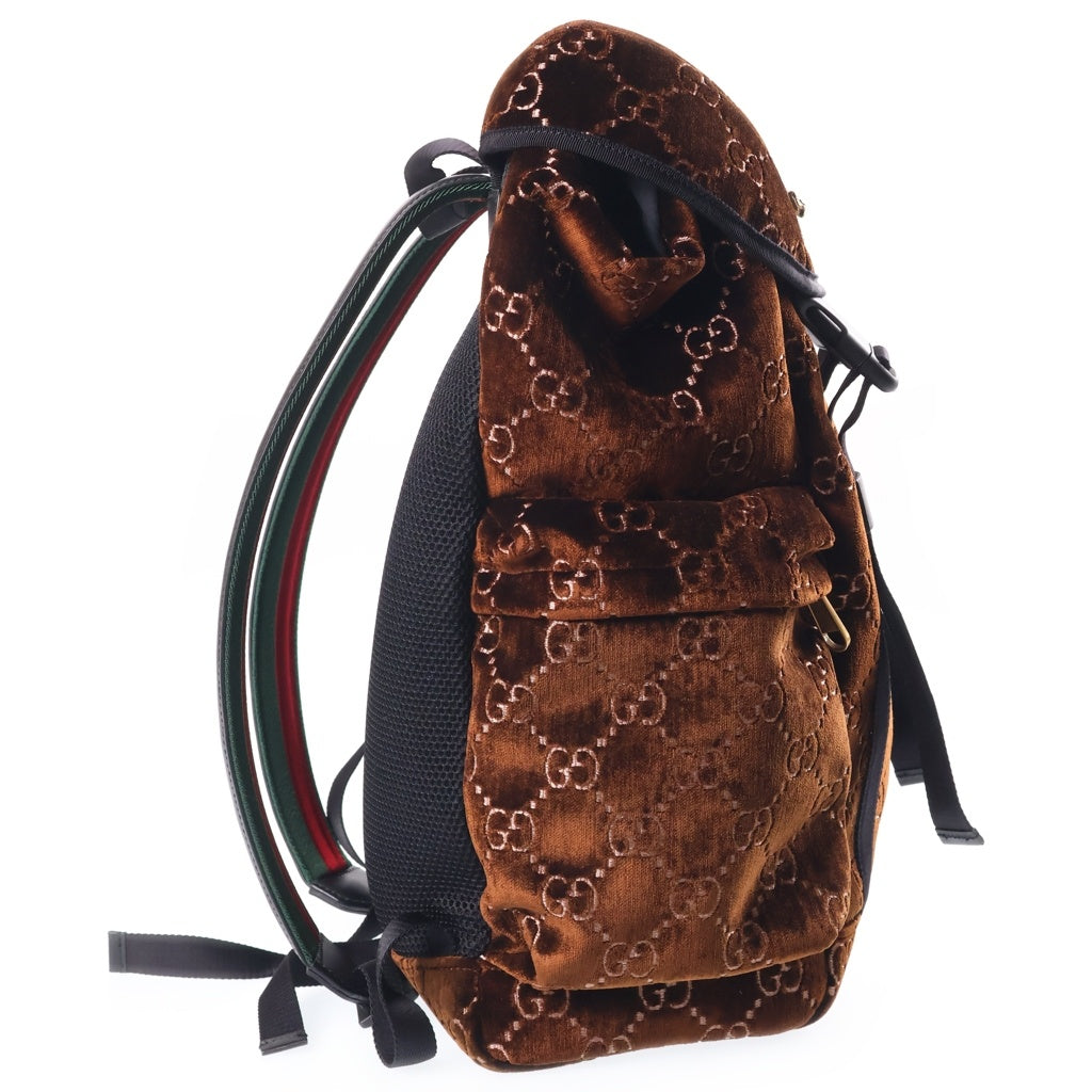 GUCCI(グッチ) GG Velvet Medium Backpack GGベルベット ミディアム バックパック リュックサック ブラウン 574923