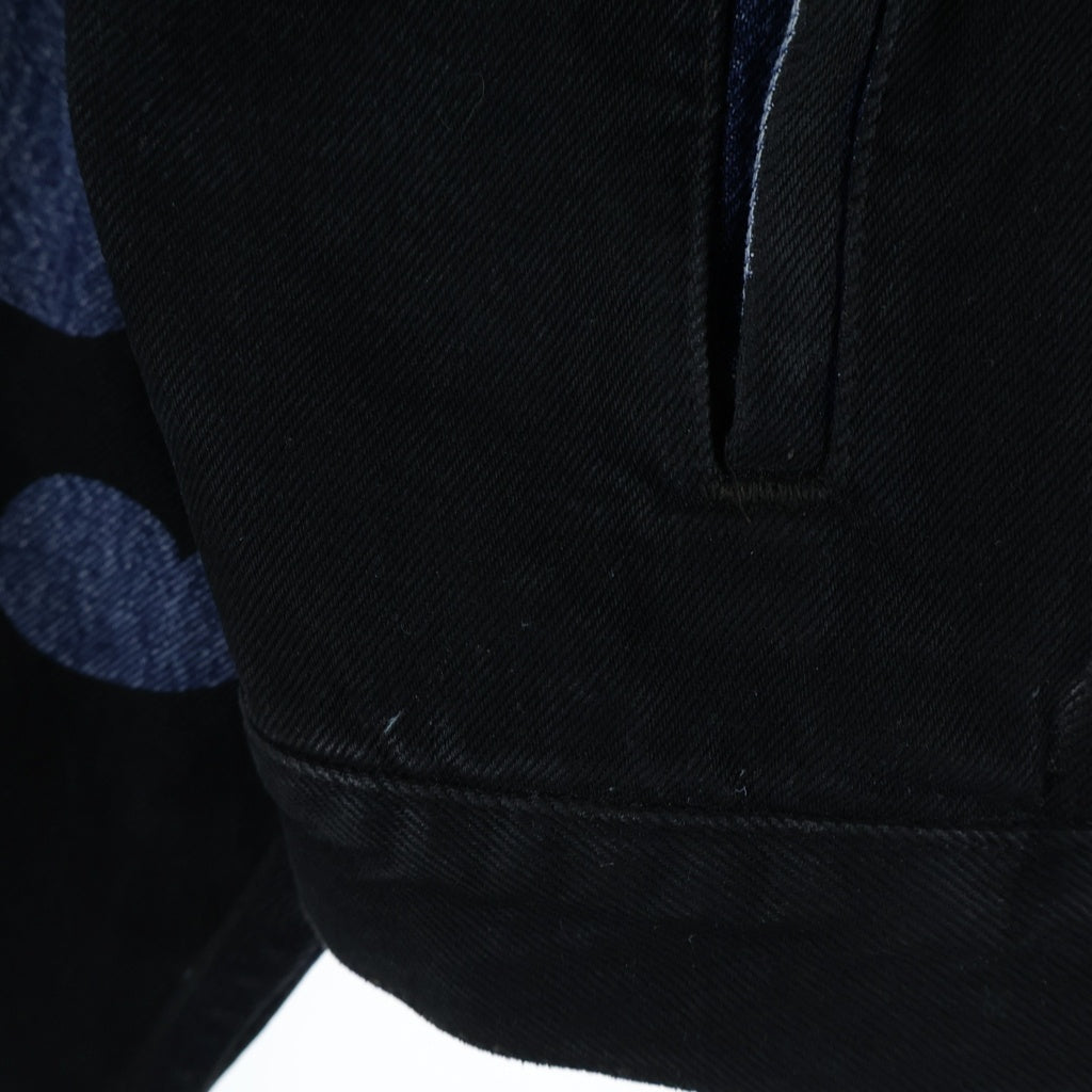 VETEMENTS(ヴェトモン) ブラックファイヤーパターン デニムジャケット Gジャン インディゴ/ブラック