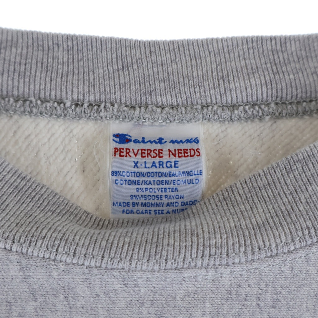 SAINT MICHAEL(セントマイケル) 23AW × Champion チャンピオン ロゴ刺繍 クルーネック 長袖スウェット トレーナー グレー SM-A23-0000-026