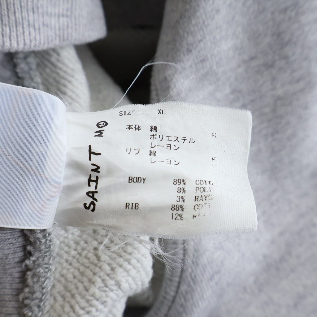 SAINT MICHAEL(セントマイケル) 23AW × Champion チャンピオン ロゴ刺繍 クルーネック 長袖スウェット トレーナー グレー SM-A23-0000-026