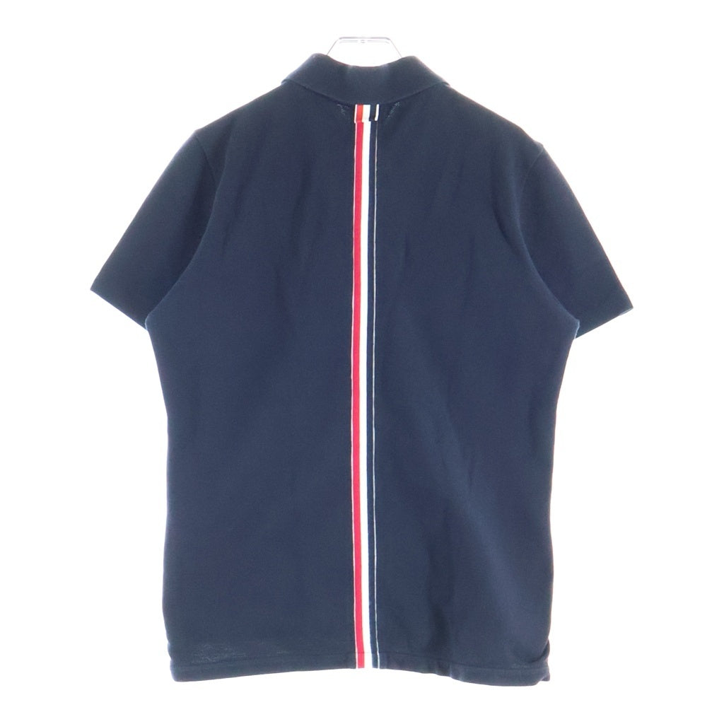 THOM BROWNE(トムブラウン) コットンピケ トリコロール 半袖 ポロシャツ ネイビー MJP042A-00050415