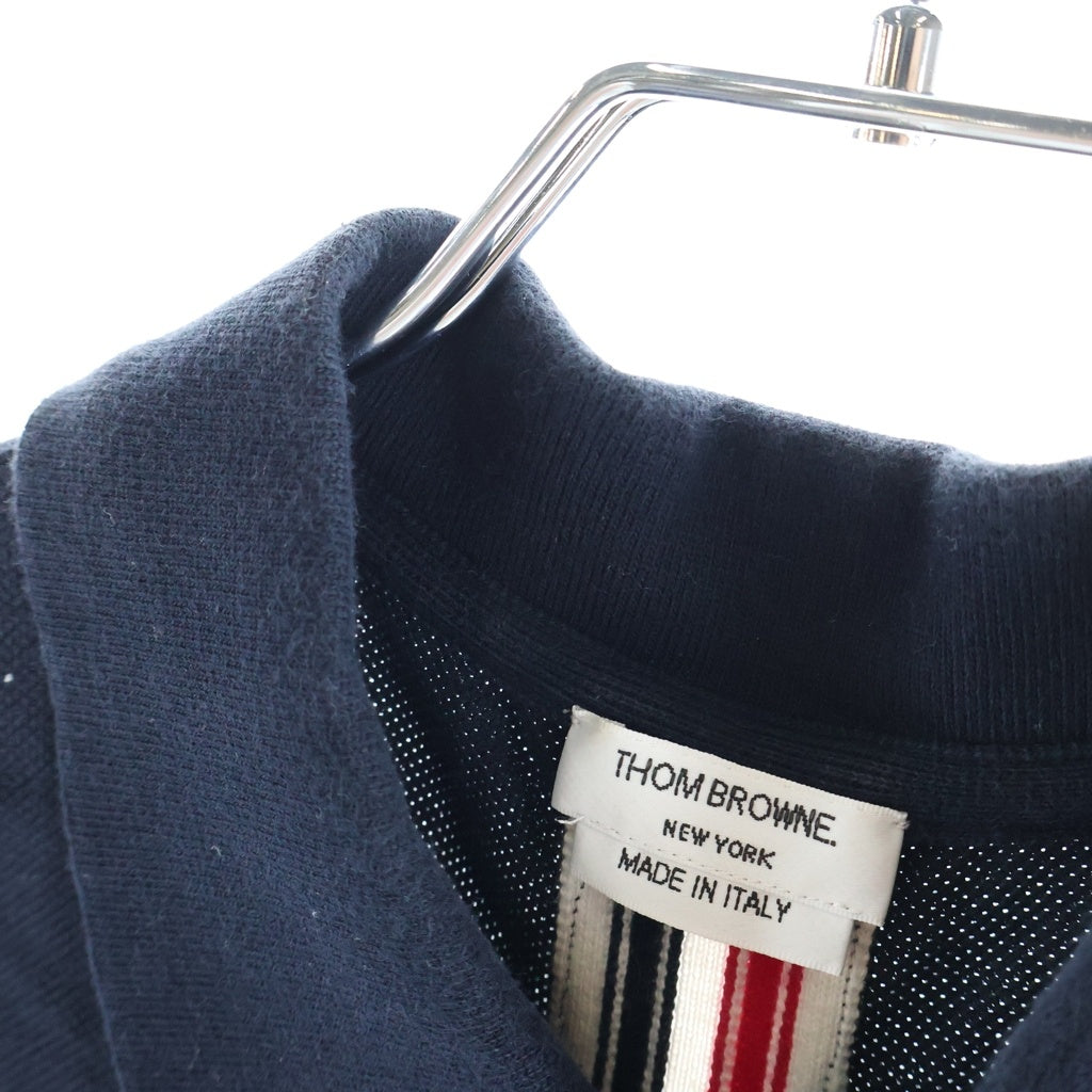 THOM BROWNE(トムブラウン) コットンピケ トリコロール 半袖 ポロシャツ ネイビー MJP042A-00050415