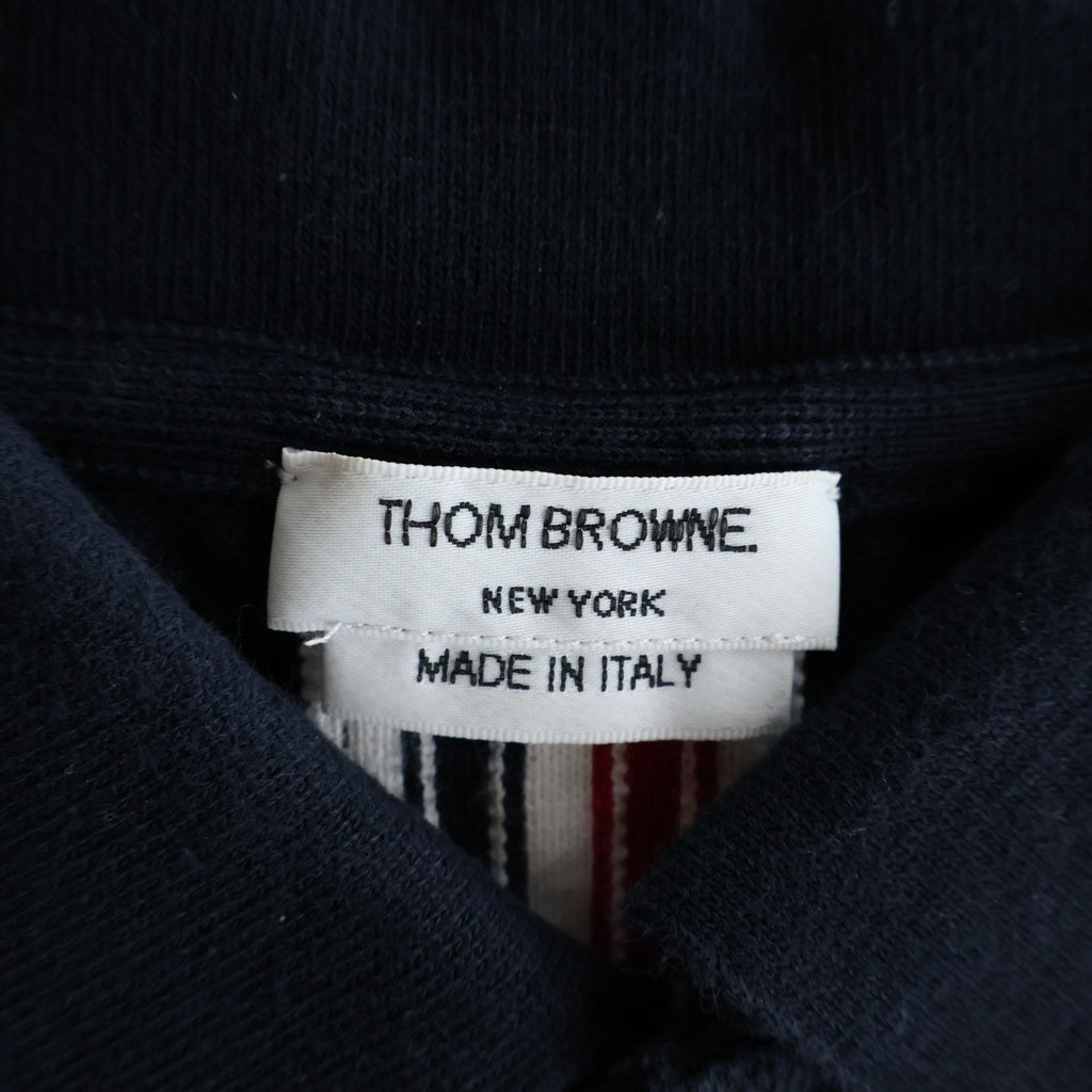 THOM BROWNE(トムブラウン) コットンピケ トリコロール 半袖 ポロシャツ ネイビー MJP042A-00050415
