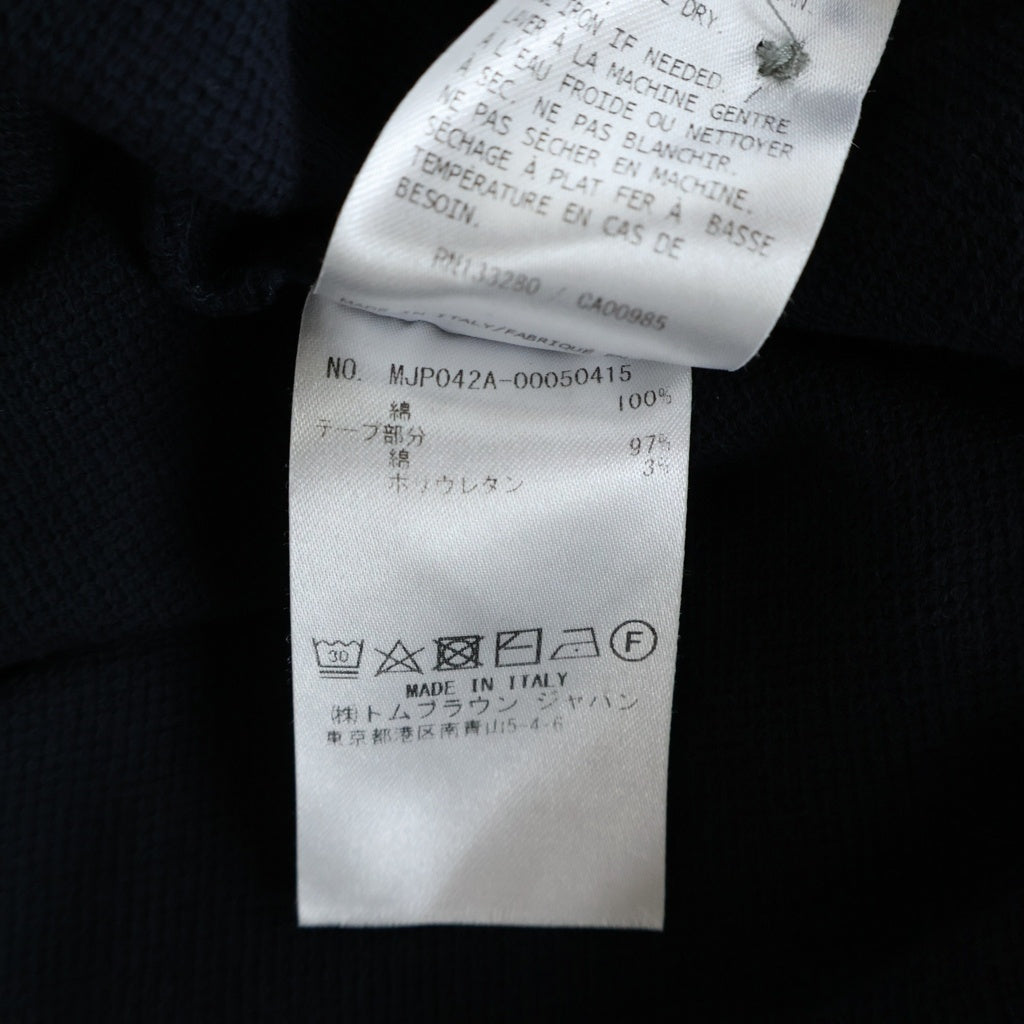 THOM BROWNE(トムブラウン) コットンピケ トリコロール 半袖 ポロシャツ ネイビー MJP042A-00050415