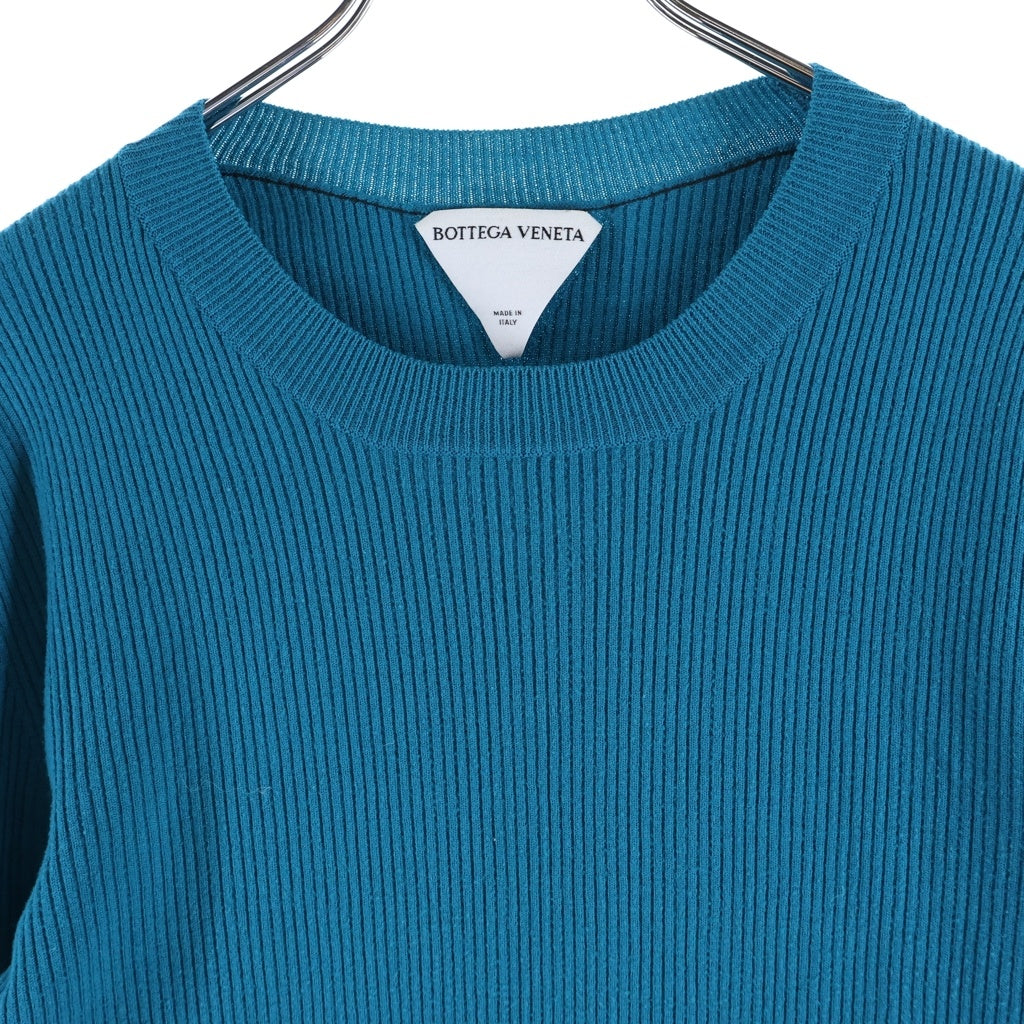 BOTTEGA VENETA(ボッテガヴェネタ) ウール クルーネック 長袖ニット セーター ターコイズブルー 682116 V1FV0