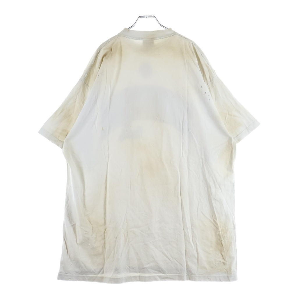 BALENCIAGA(バレンシアガ) 23SS クラッシュダスト加工ワッペン クルーネック 半袖Tシャツ ホワイト 739028 T0VN2