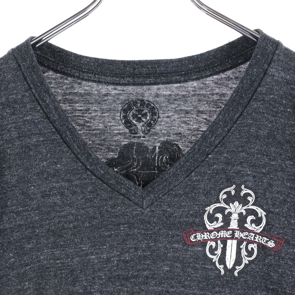 CHROME HEARTS(クロムハーツ) ヴァインダガープリント Vネック 半袖Tシャツ ショートスリーブカットソー グレー