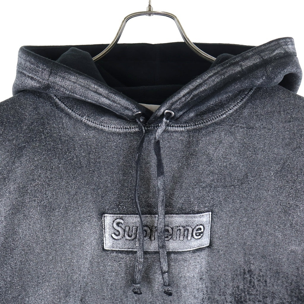SUPREME(シュプリーム) 24SS ×MM6 Maison Margiela Foil Box Logo Hooded Sweatshirt エムエムシックスメゾンマルジェラ ボックスロゴ プルオーバーパーカー フーディー ブラック/シルバー
