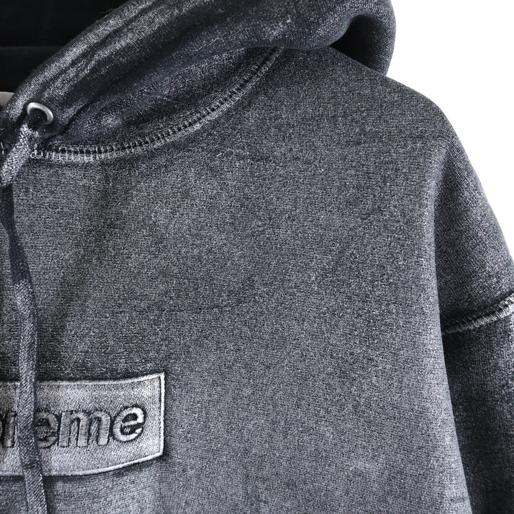 SUPREME(シュプリーム) 24SS ×MM6 Maison Margiela Foil Box Logo Hooded Sweatshirt エムエムシックスメゾンマルジェラ ボックスロゴ プルオーバーパーカー フーディー ブラック/シルバー