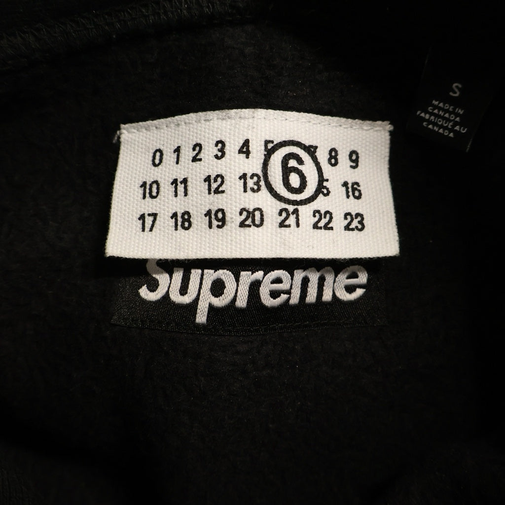 SUPREME(シュプリーム) 24SS ×MM6 Maison Margiela Foil Box Logo Hooded Sweatshirt エムエムシックスメゾンマルジェラ ボックスロゴ プルオーバーパーカー フーディー ブラック/シルバー