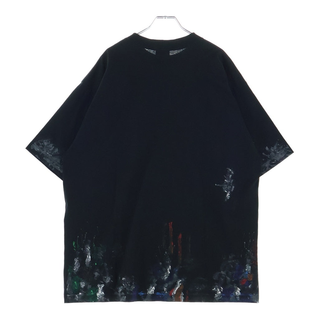 BALENCIAGA(バレンシアガ) ロゴ刺繍 ペイント加工 オーバーサイズTシャツ ブラック