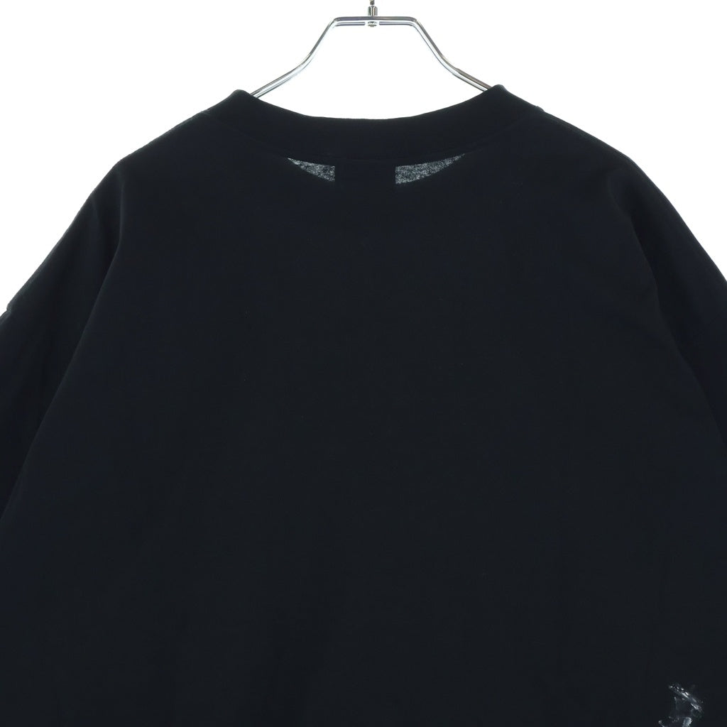 BALENCIAGA(バレンシアガ) ロゴ刺繍 ペイント加工 オーバーサイズTシャツ ブラック