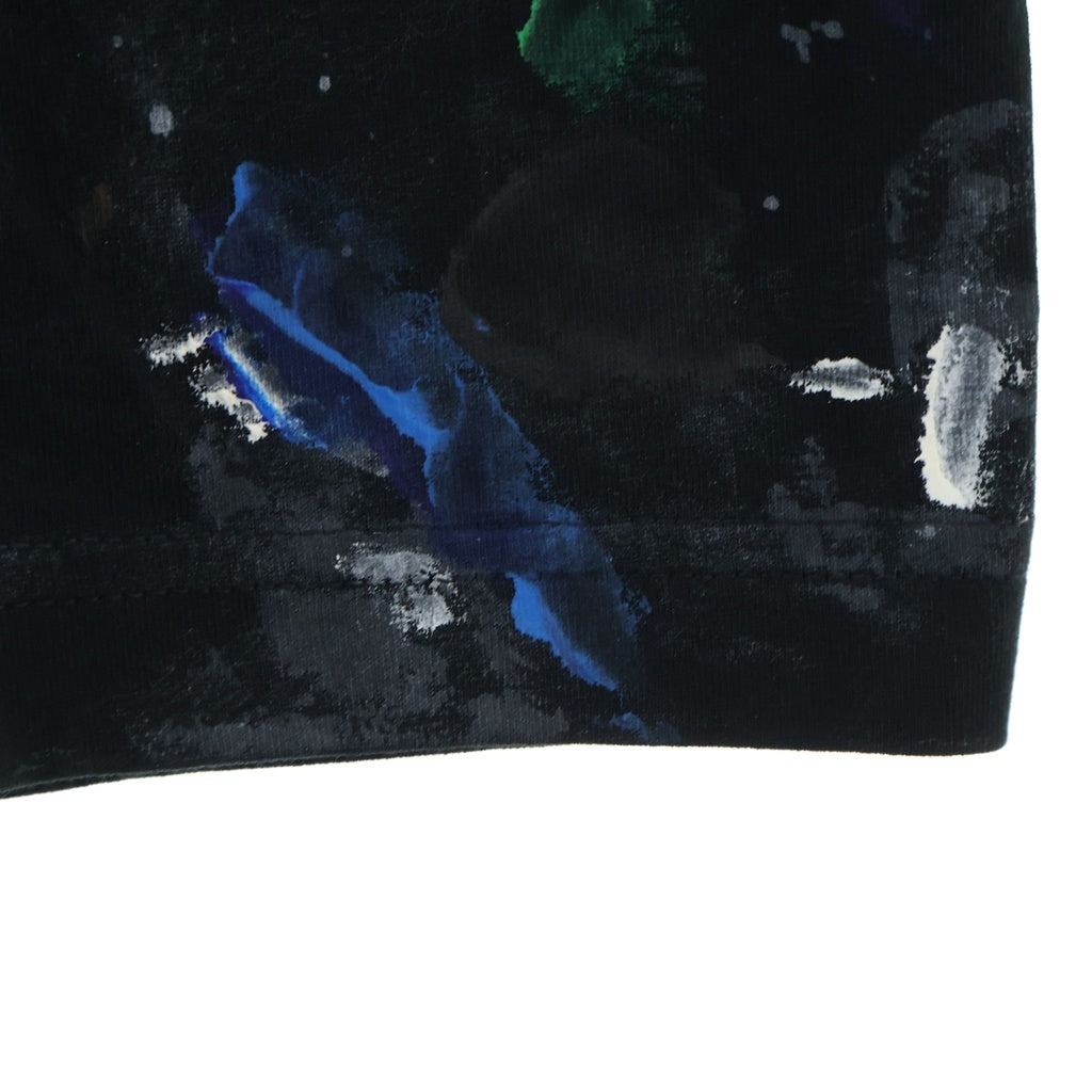 BALENCIAGA(バレンシアガ) ロゴ刺繍 ペイント加工 オーバーサイズTシャツ ブラック