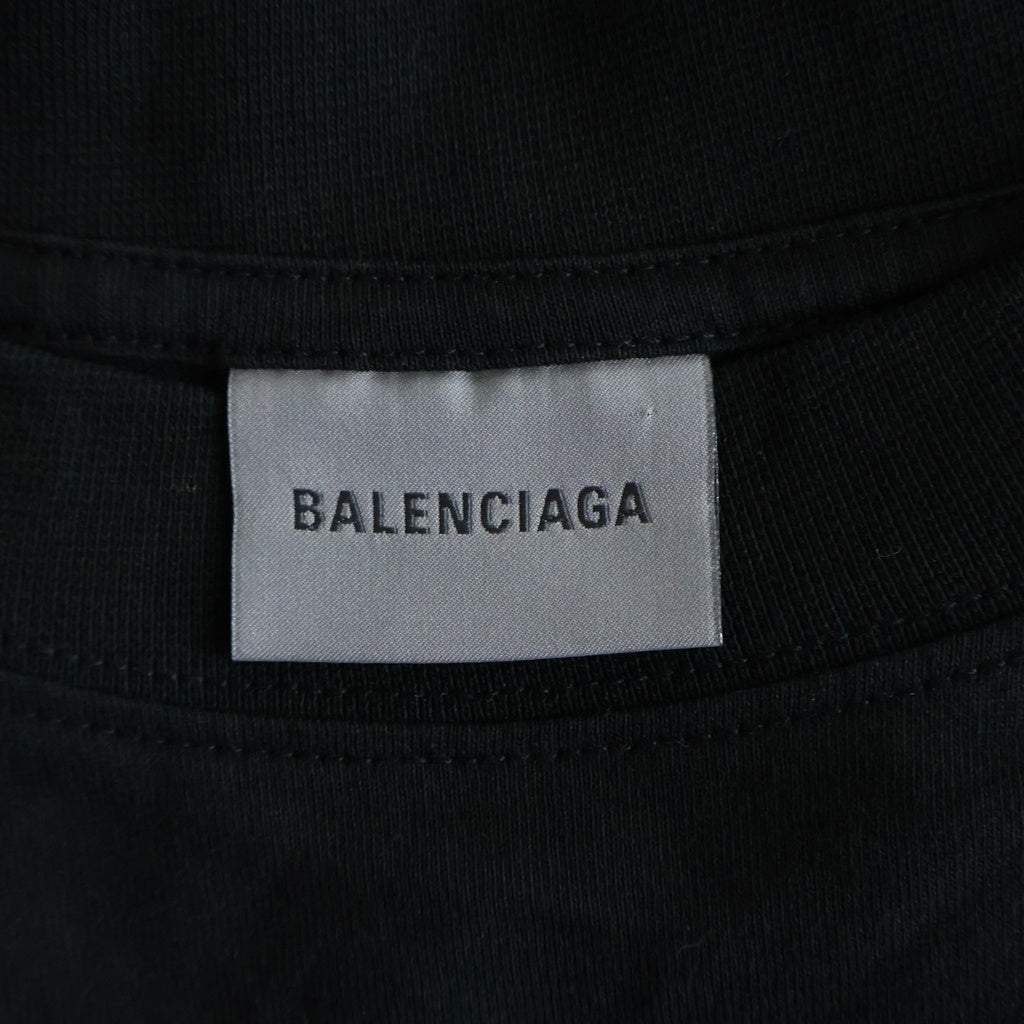 BALENCIAGA(バレンシアガ) ロゴ刺繍 ペイント加工 オーバーサイズTシャツ ブラック