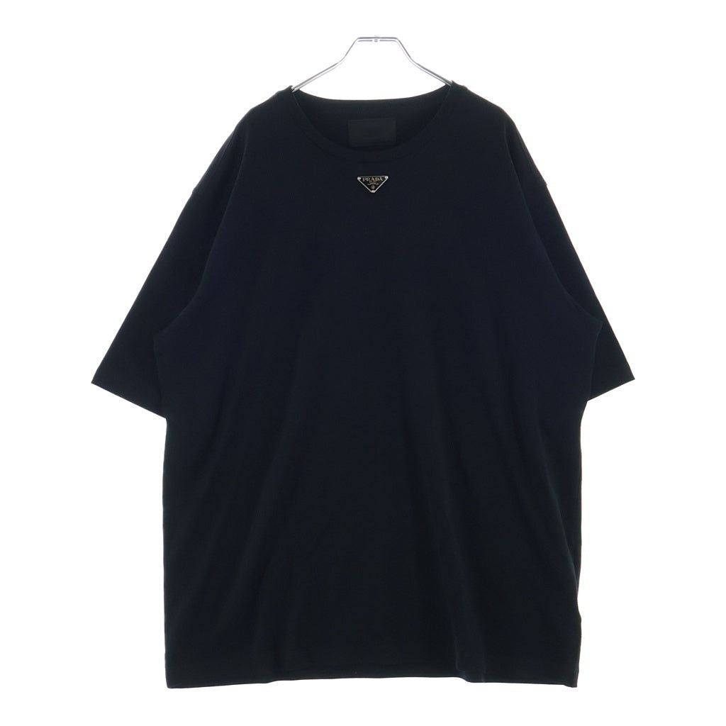PRADA(プラダ) 23SS トライアングルロゴプレート クルーネック 半袖Tシャツ カットソー ブラック UJN861 S232 240