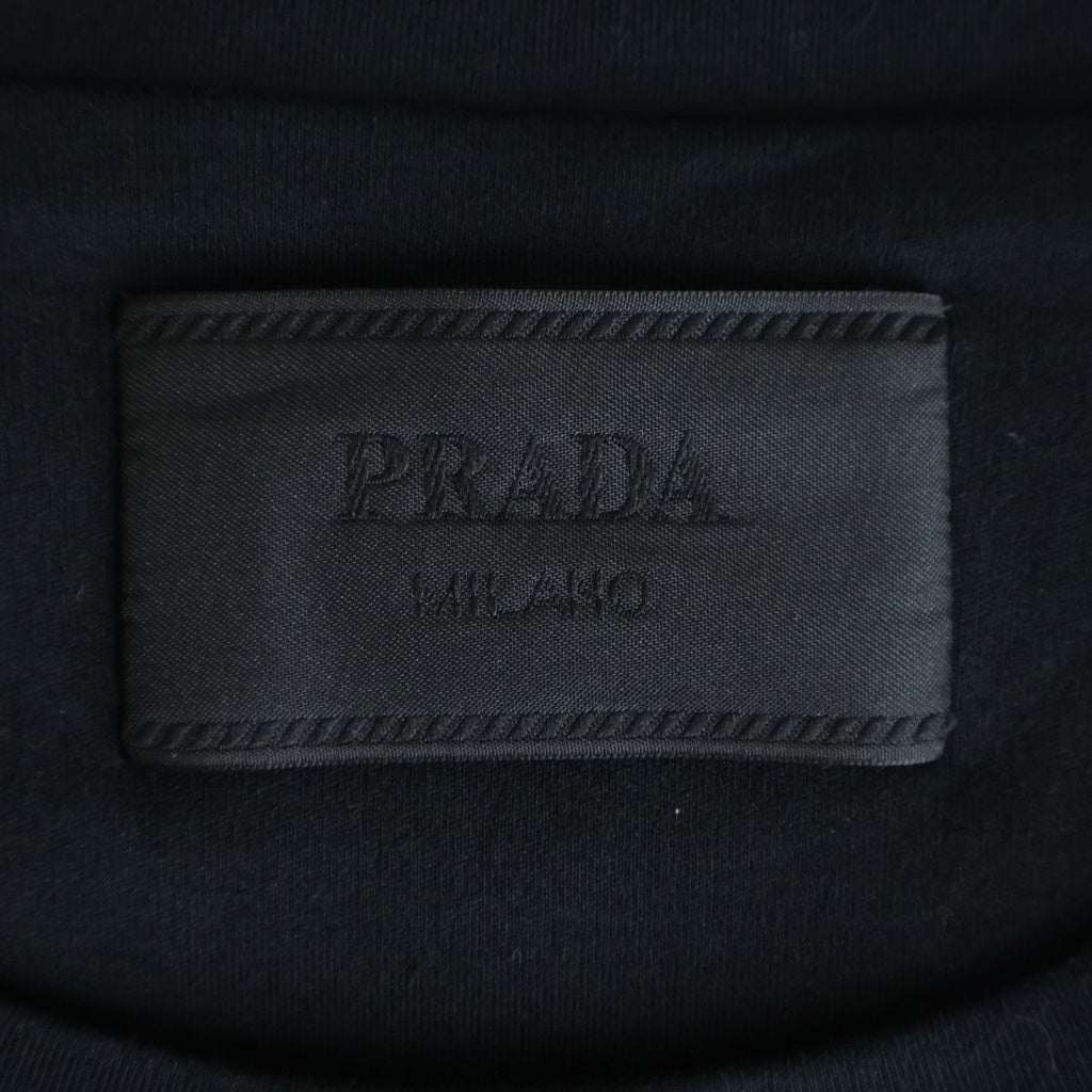PRADA(プラダ) 23SS トライアングルロゴプレート クルーネック 半袖Tシャツ カットソー ブラック UJN861 S232 240