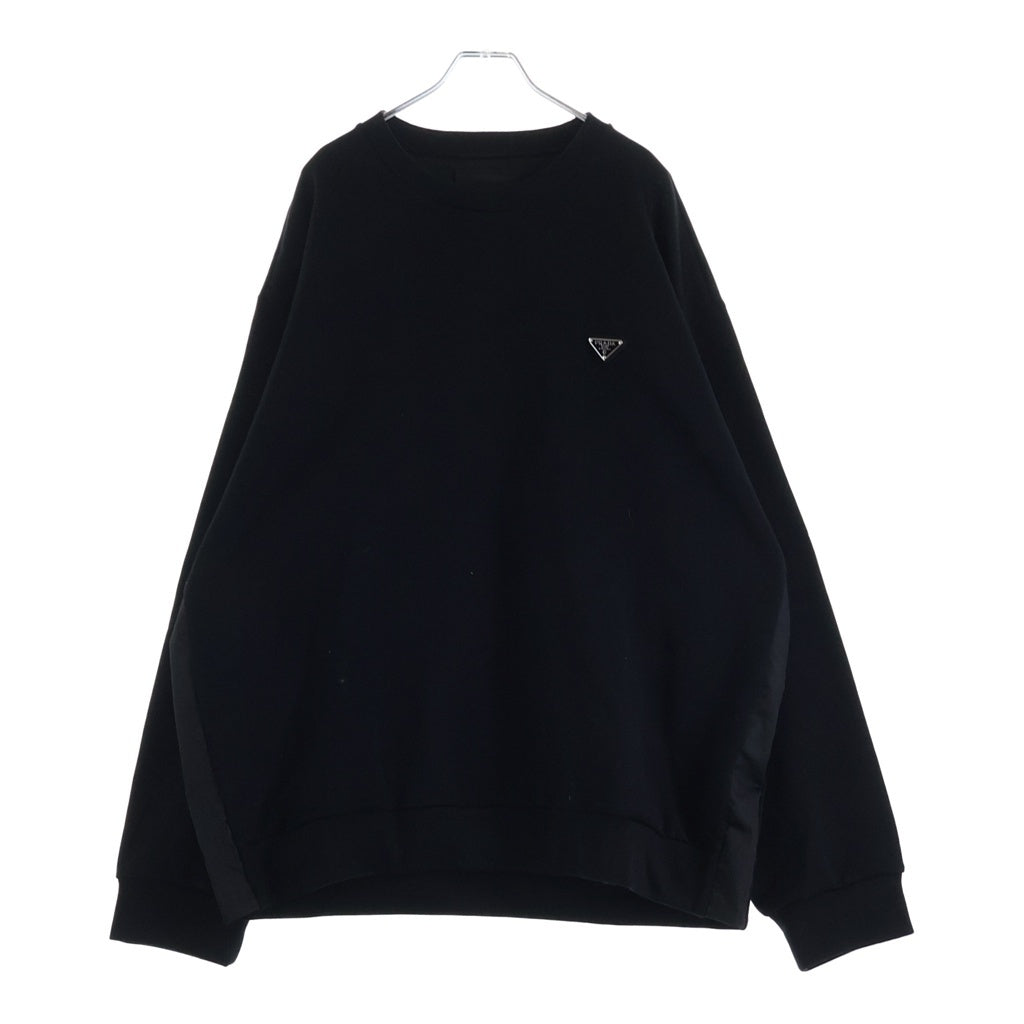 PRADA(プラダ) 22AW RE-NYLON トライアングルロゴ スウェットクルーネックカットソー ブラック UJL30A S222 110Q