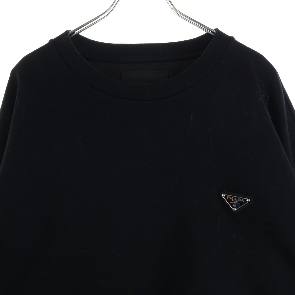 PRADA(プラダ) 22AW RE-NYLON トライアングルロゴ スウェットクルーネックカットソー ブラック UJL30A S222 110Q
