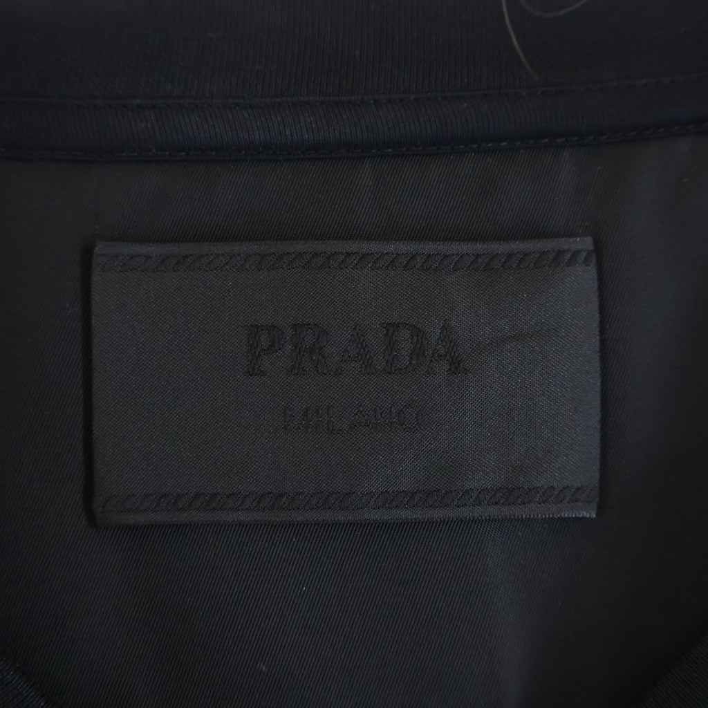 PRADA(プラダ) 22AW RE-NYLON トライアングルロゴ スウェットクルーネックカットソー ブラック UJL30A S222 110Q
