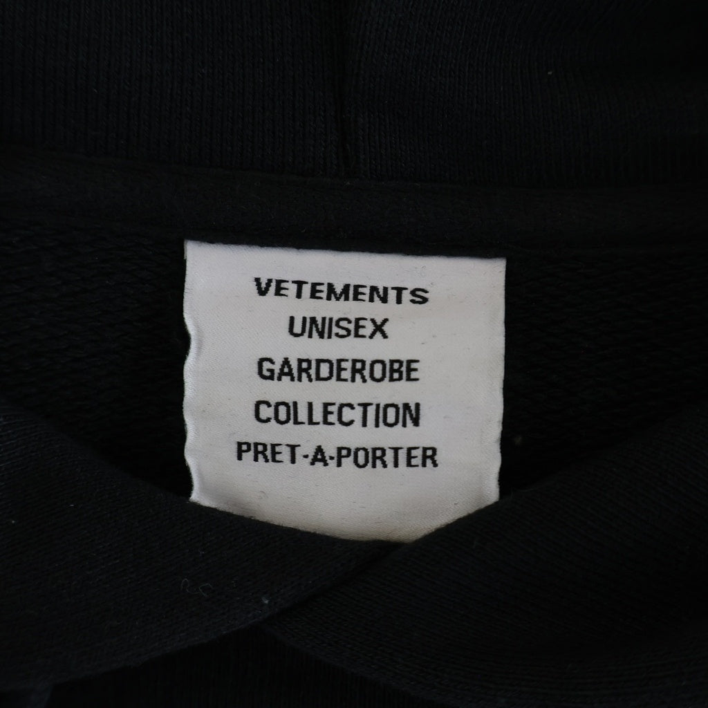 VETEMENTS(ヴェトモン) ロゴ刺繍 オーバーサイズ プルオーバーパーカー フーディー ブラック