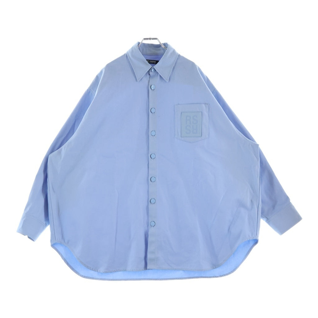 RAF SIMONS(ラフシモンズ) 23SS OVERSIZED DENIM SHIRT WITH LEATHER PATCH ロゴレザーパッチ デニムシャツ ライトブルー 231-M243